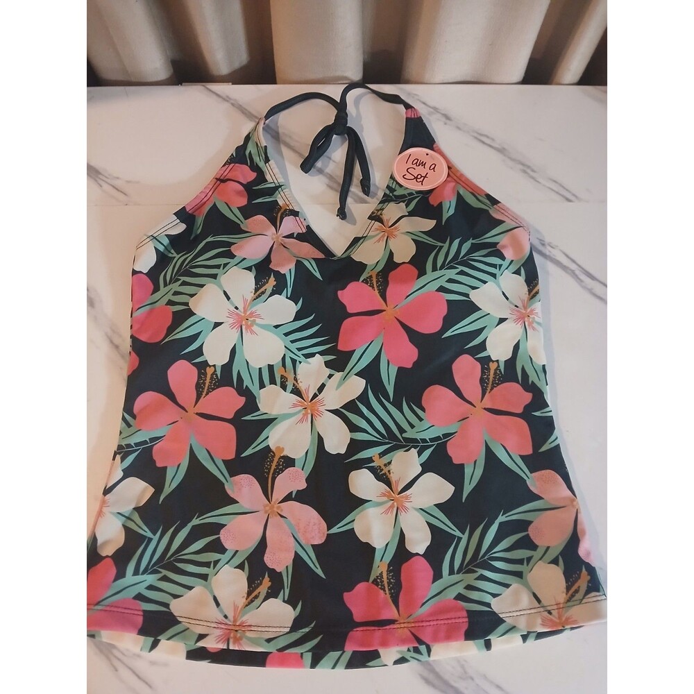 Bobbie Brooks Floral 2 Piece Tankini Bikini Womens Medium Removeable Pads-New - Picture 2 of 6
